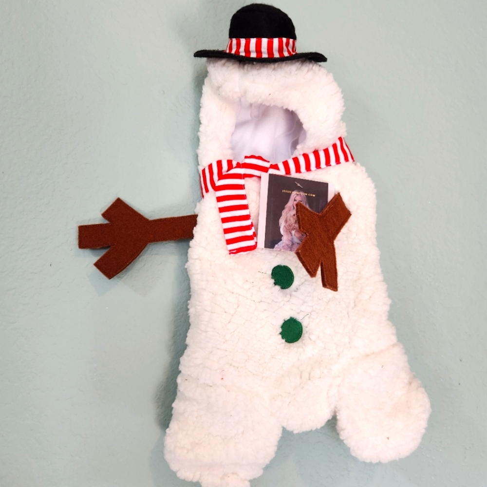 Jessica Simpson Pet Apparel Dog Cozy Sherpa Coat Jacket Snowman Costume Nwt Smal